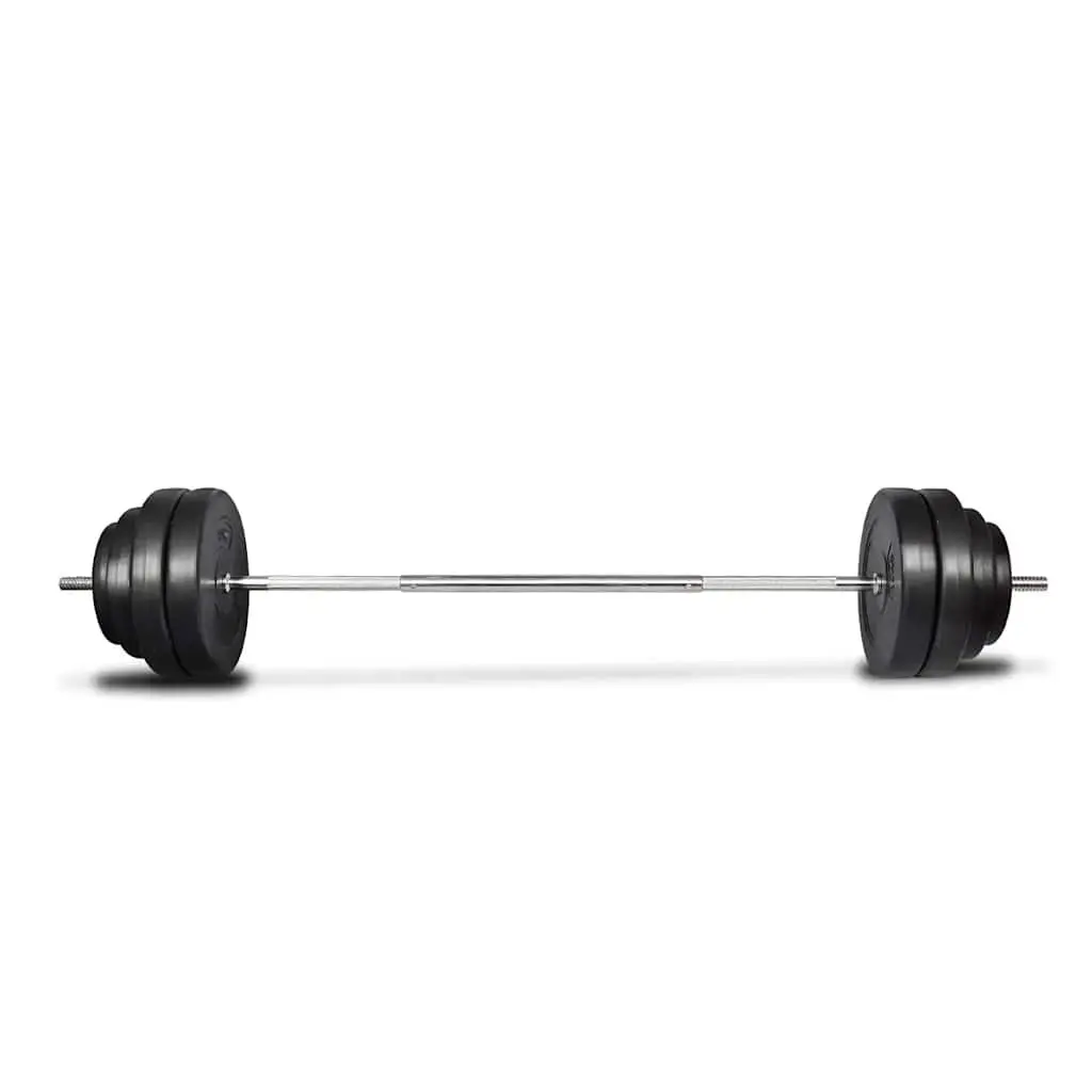 Barbell Set with Plates 60 kg Straight Bar Home Gym Weightlifting