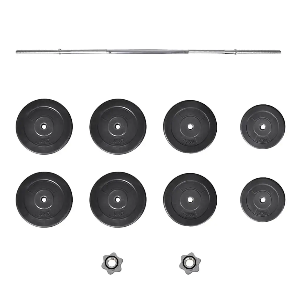 Barbell Set with Plates 60 kg Straight Bar Home Gym Weightlifting