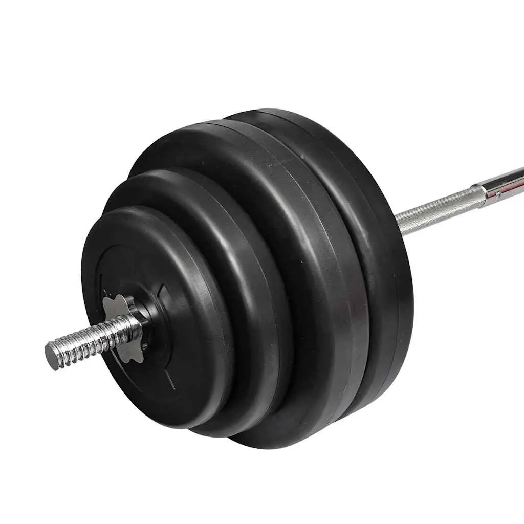 Barbell Set with Plates 60 kg Straight Bar Home Gym Weightlifting