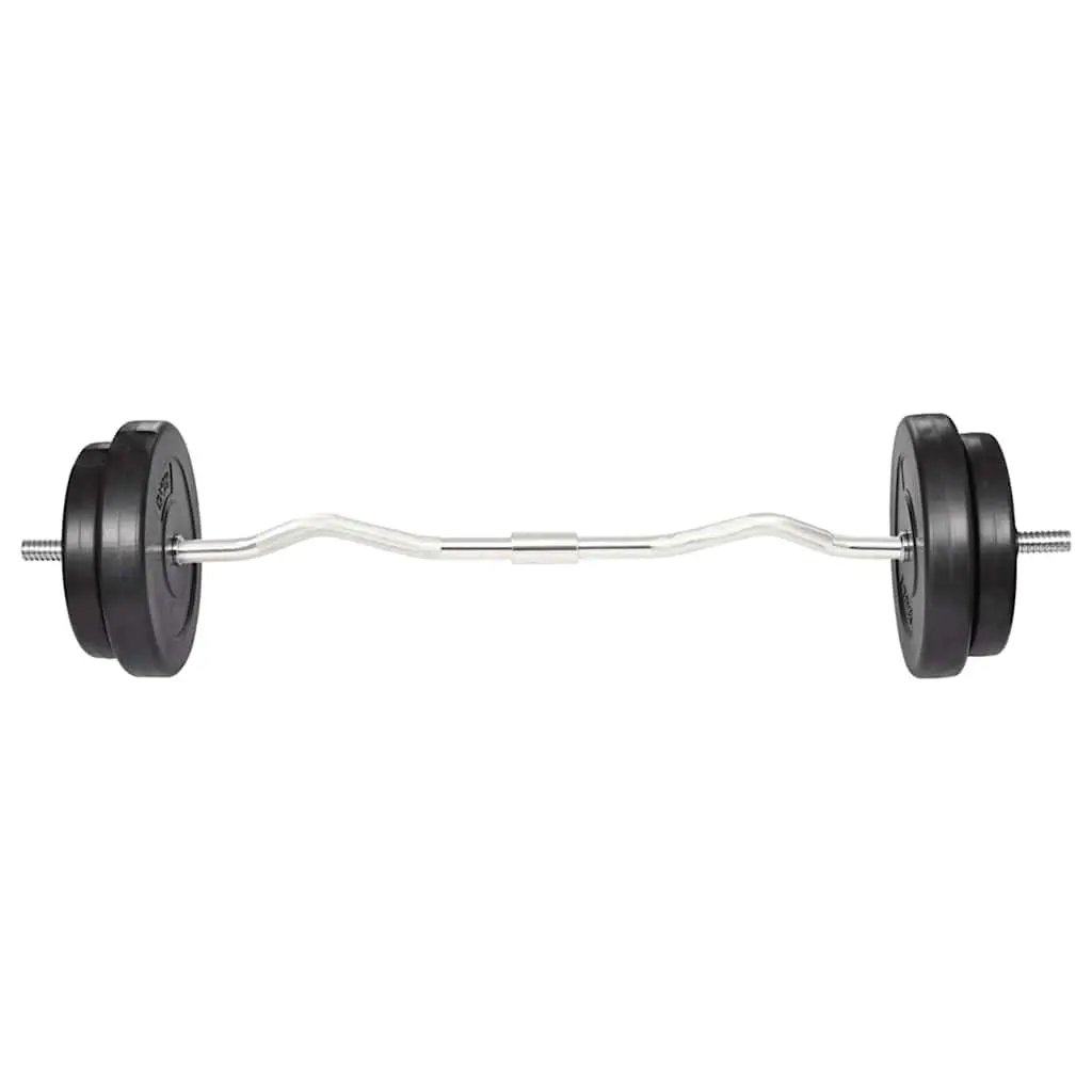 Curl Bar with Weight Plates 30kg Total for Home Gym Strength Training Equipment