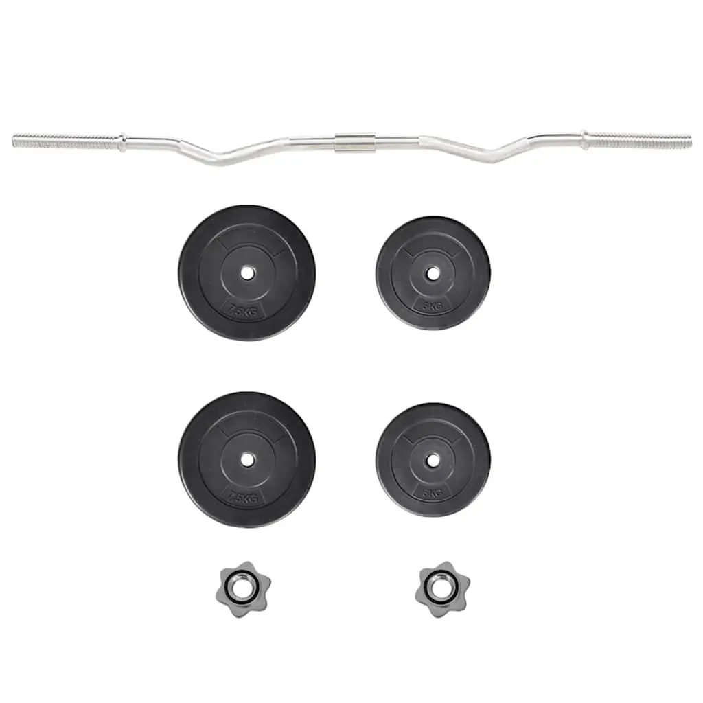 Curl Bar with Weight Plates 30kg Total for Home Gym Strength Training Equipment
