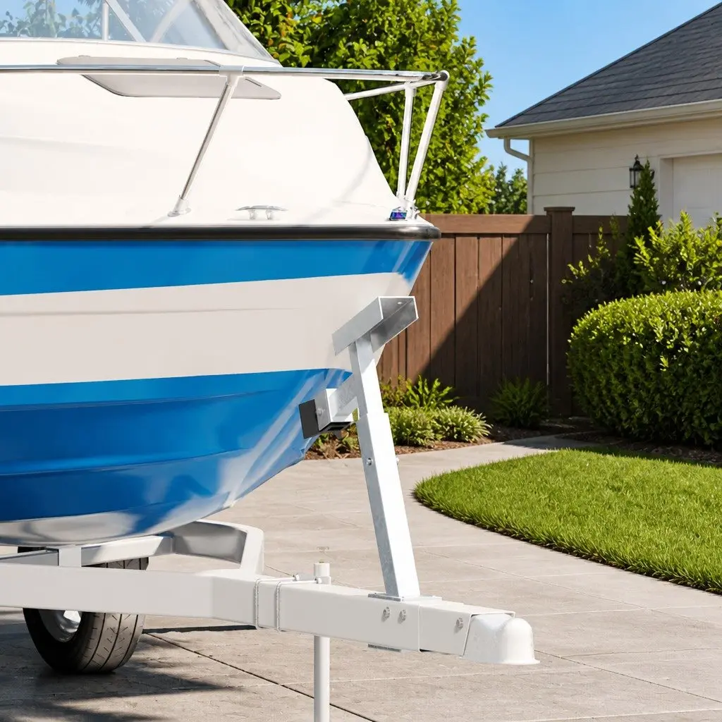 Boat Trailer Winch Stand Bow Support Blue Adjustable Height Stable Front Brace