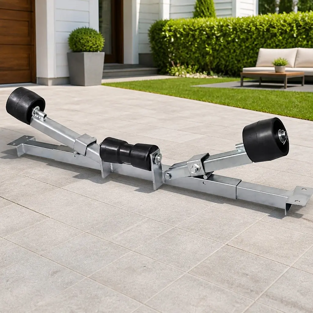 Boat Trailer Bottom Support Bracket with Keel Rollers Silver Adjustable