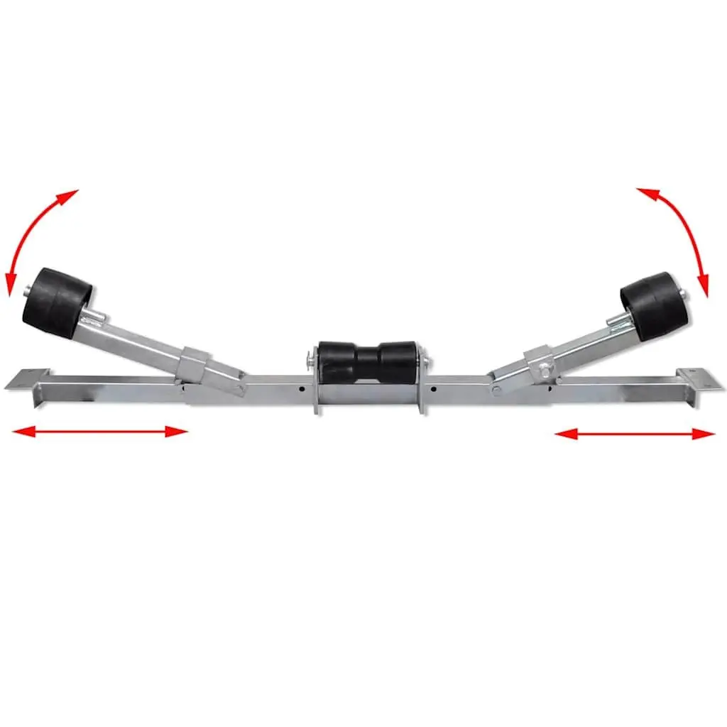 Boat Trailer Bottom Support Bracket with Keel Rollers Silver Adjustable