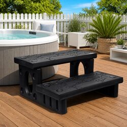 Spa Steps Non-Skid Hot Tub Access Reversible Treads Black Lightweight Pool