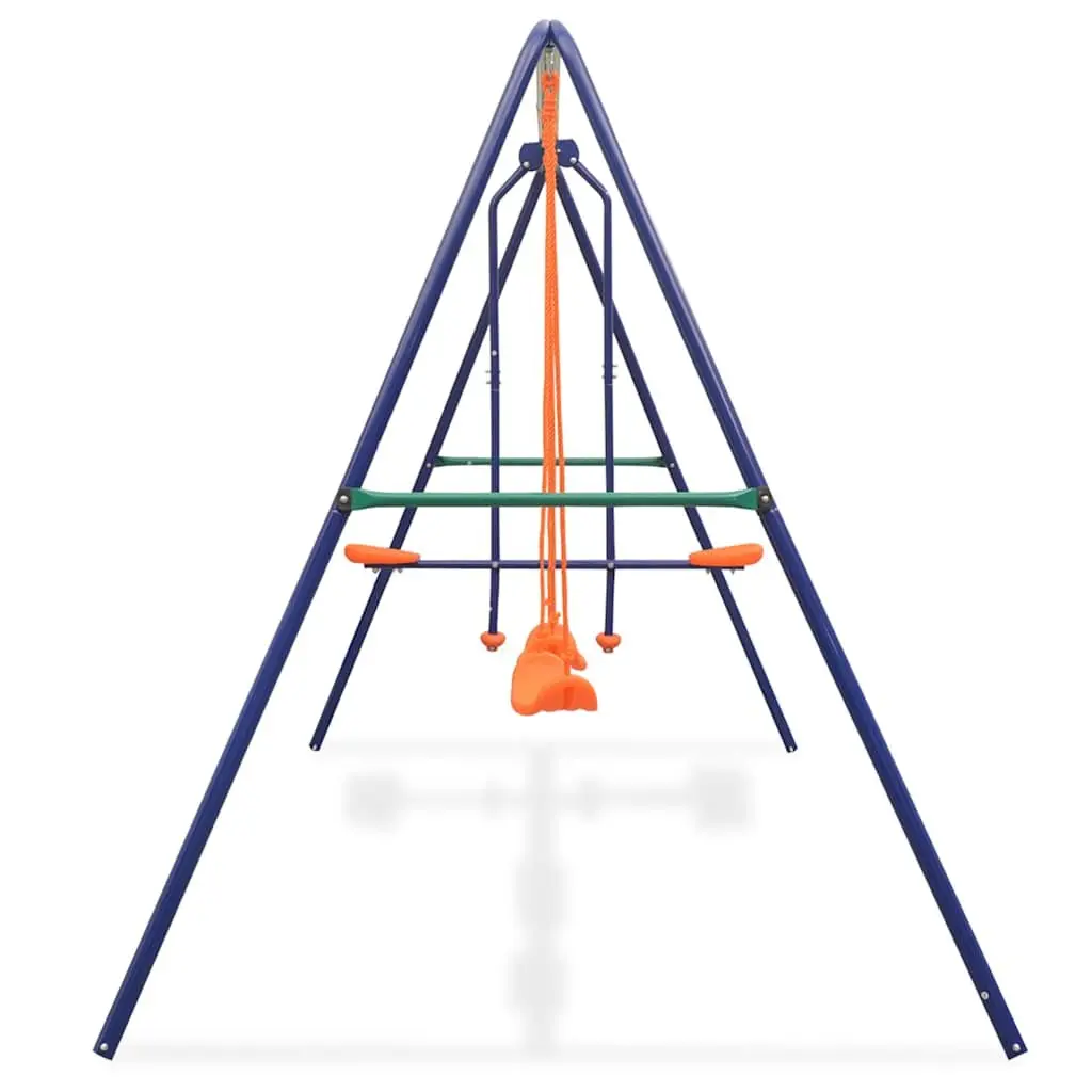Swing Set Metal A-Frame Outdoor Play Equipment 4 Seats