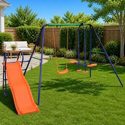 Friendly Swing Set with Slide - Your Kids' New Favorite