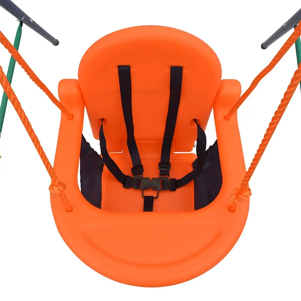 Swing Set 2-in-1 A-Frame Orange Single and Toddler Outdoor Play Equipment