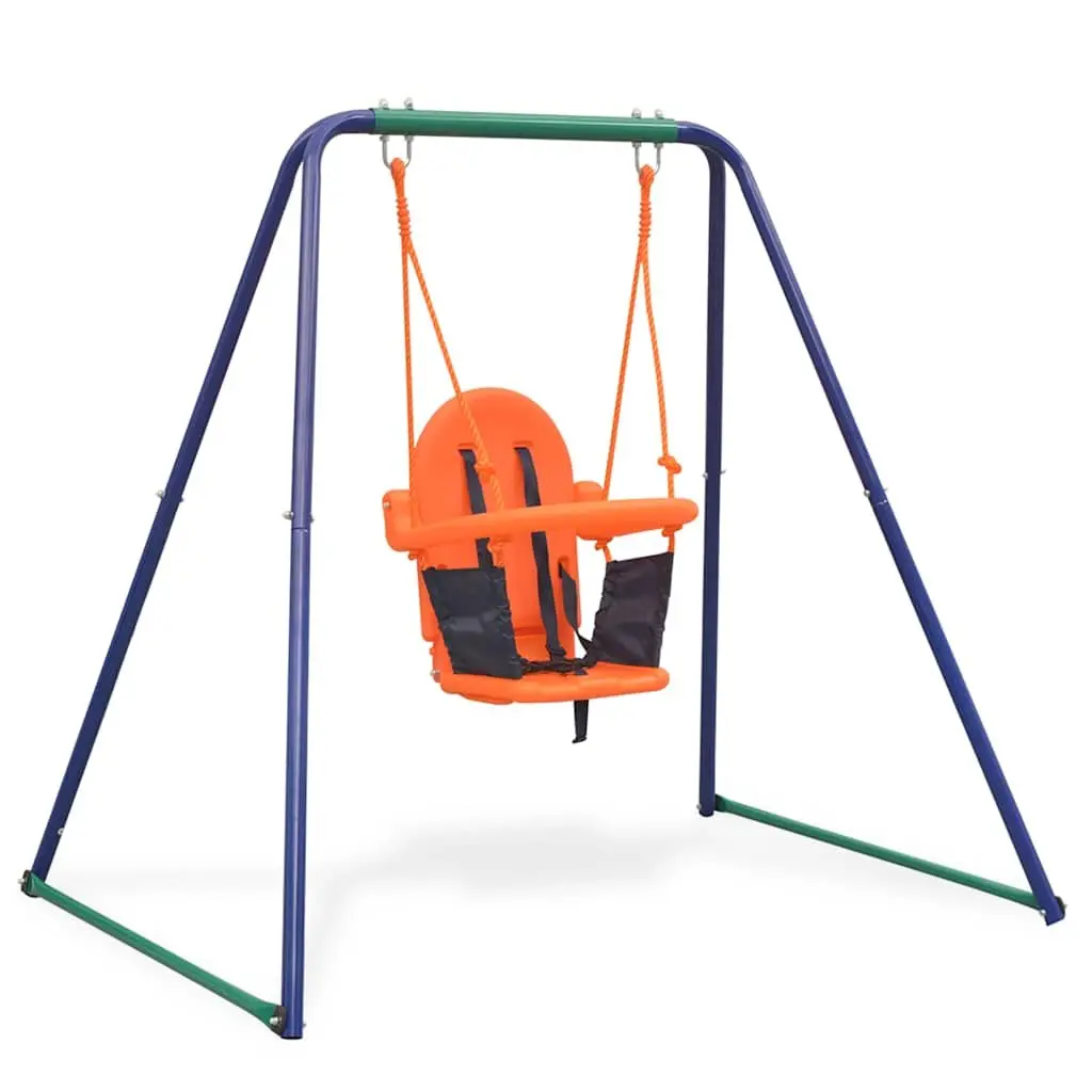 Swing Set 2-in-1 A-Frame Orange Single and Toddler Outdoor Play Equipment