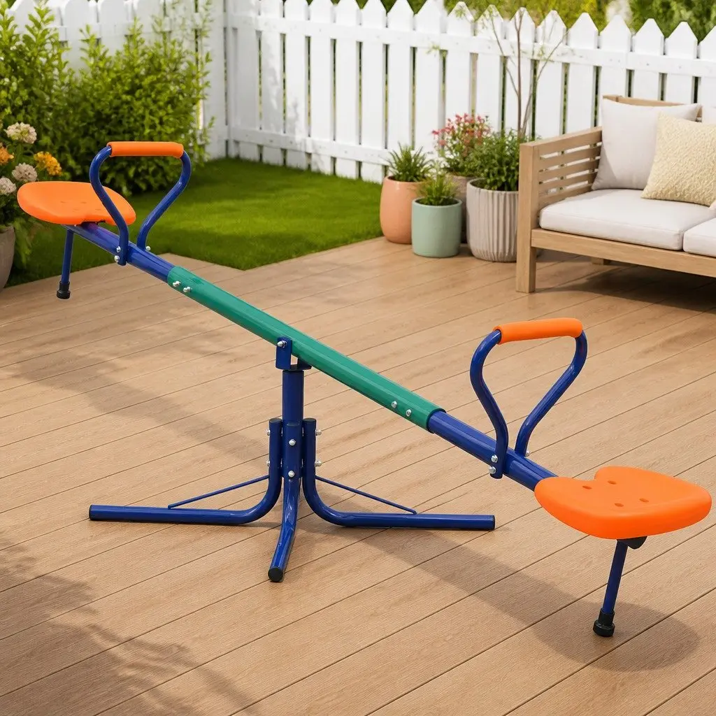 360-Degree Rotating Seesaw Orange Outdoor Playground Equipment