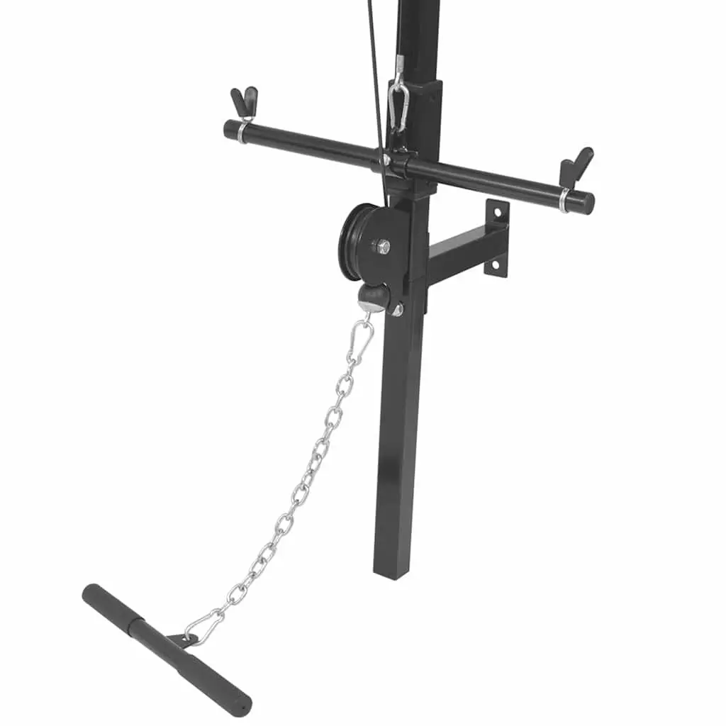 Wall-Mounted Home Gym Dual Pulleys Lat Pull-Down Bar Cable Pull-Up