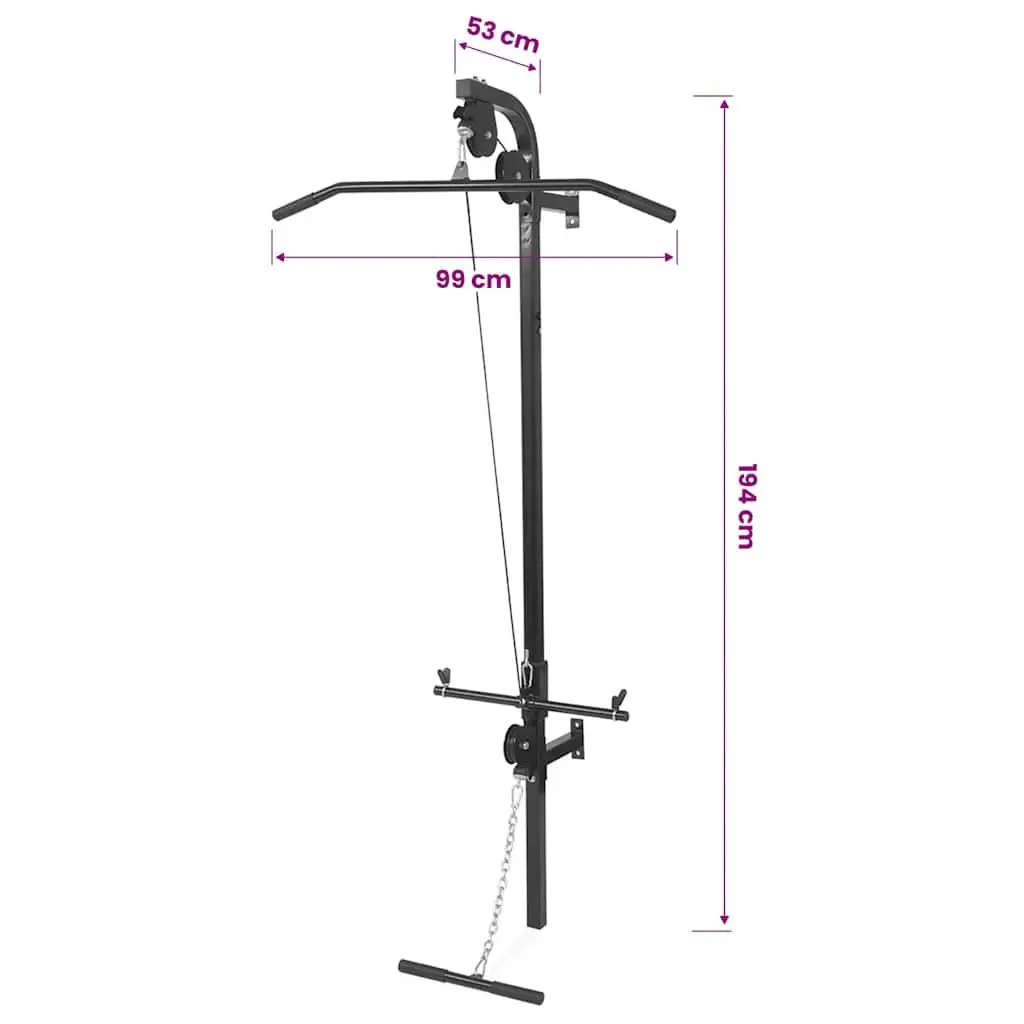 Wall-Mounted Home Gym Dual Pulleys Lat Pull-Down Bar Cable Pull-Up
