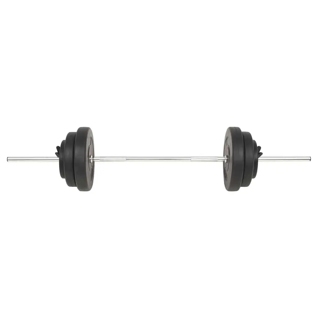 30kg Barbell Set Adjustable Free Weights Strength Training Black Home Gym Equipment