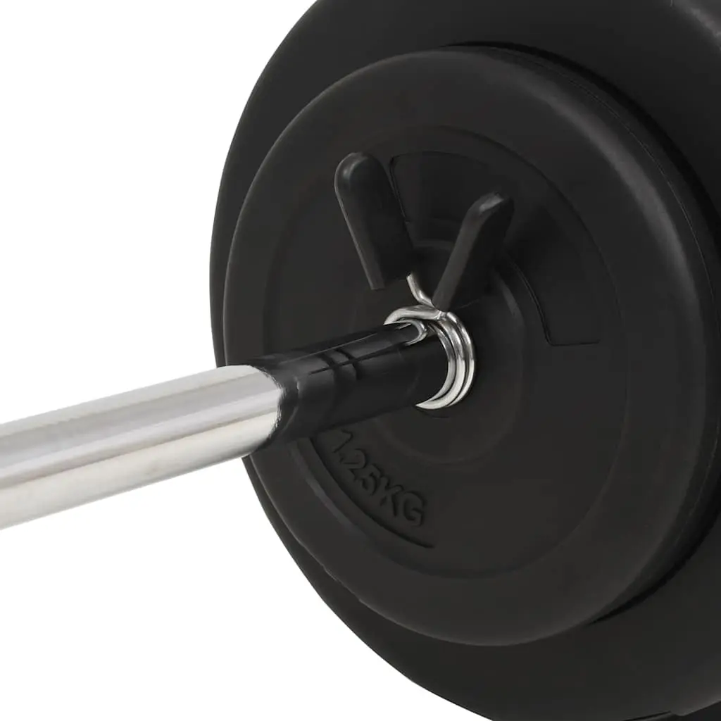 30kg Barbell Set Adjustable Free Weights Strength Training Black Home Gym Equipment