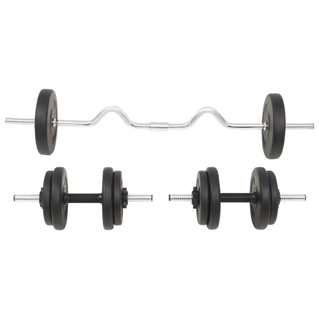 Barbell and Dumbbell Set 30kg Free Weights Home Gym Training Equipment Black