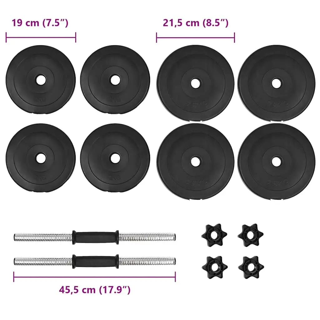 Dumbbell Set 20kg 14 Piece Free Weights with Spinlock Collars Home Gym Training