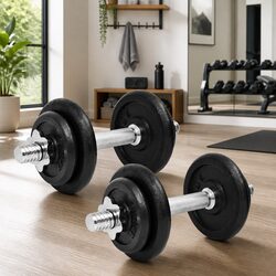 Dumbbell Set 20kg Cast Iron Free Weights Home Gym Training Exercise Fitness