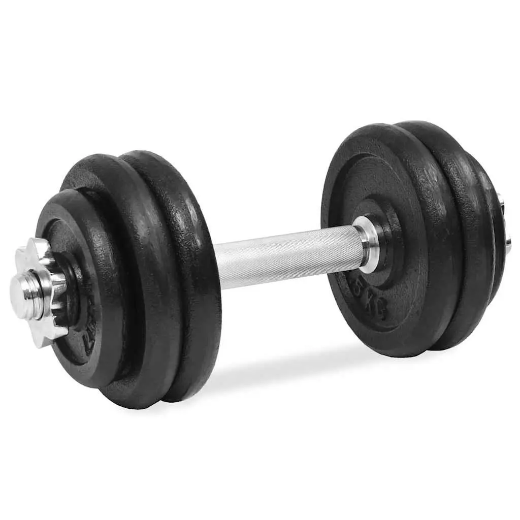 Dumbbell Set Adjustable Cast Iron Weight Plates 30kg Home Gym Training
