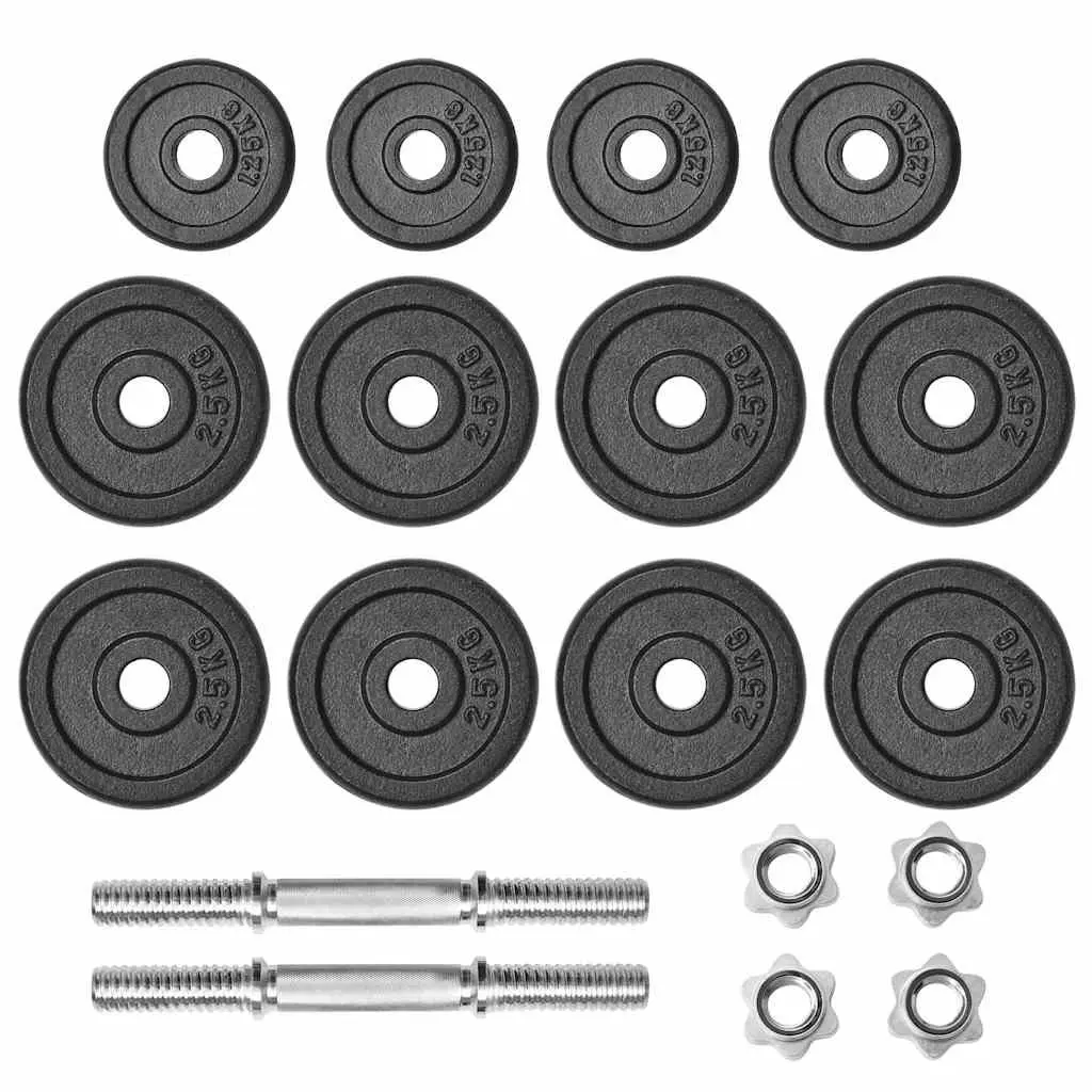 Dumbbell Set Adjustable Cast Iron Weight Plates 30kg Home Gym Training