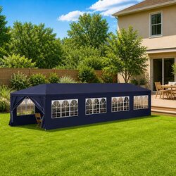 Garden Marquee 3x12m Outdoor Party Tent Canopy Sunshade Removable Panels Blue