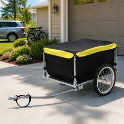 Bike Trailer 65kg Load Capacity Foldable Steel Frame Water Resistant Cargo