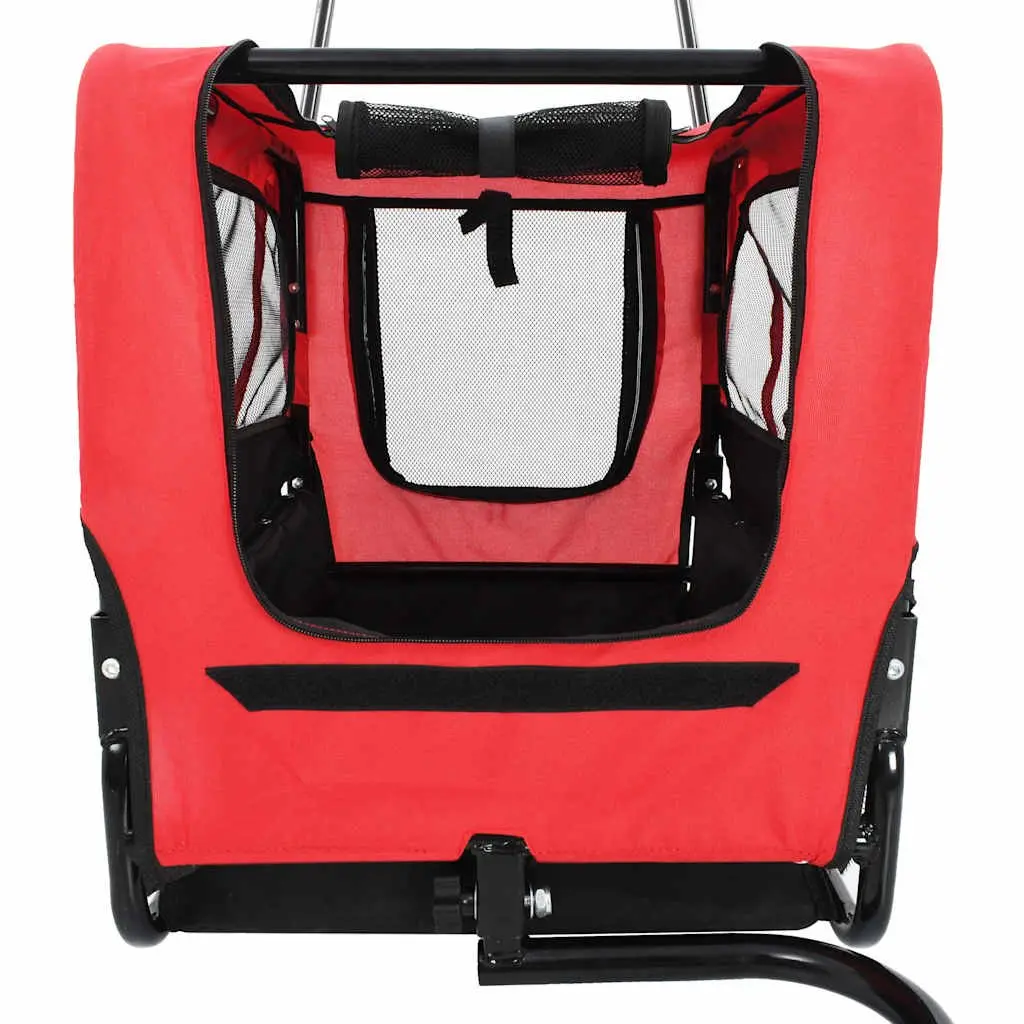 Pet Bike Trailer Jogging Stroller 2-in-1 Red Black Suspension