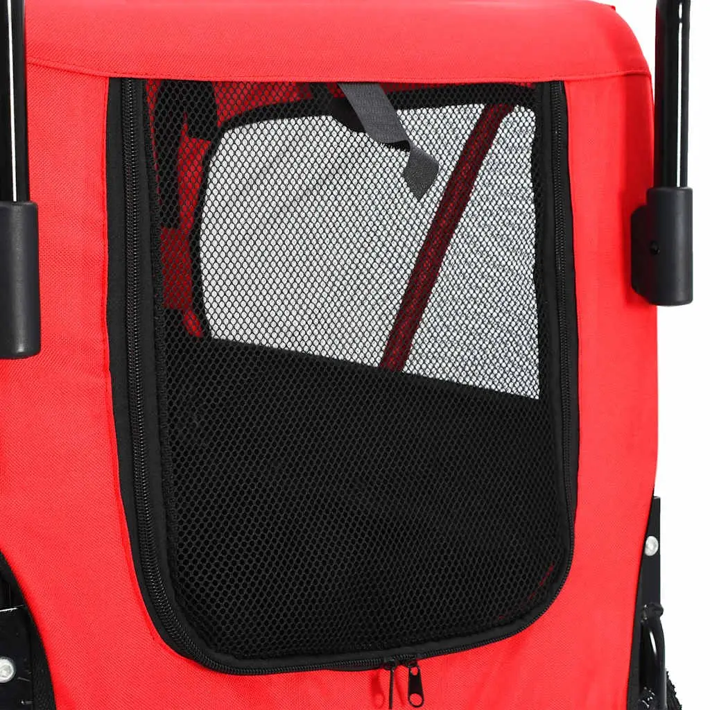 Pet Bike Trailer Jogging Stroller 2-in-1 Red Black Suspension