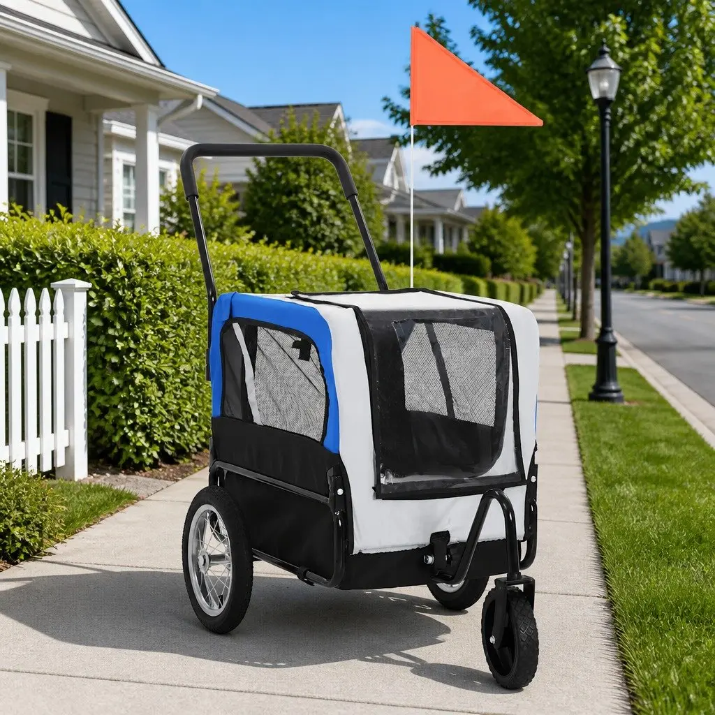 Pet Bike Trailer Jogging Stroller 2-in-1 Conversion Grey