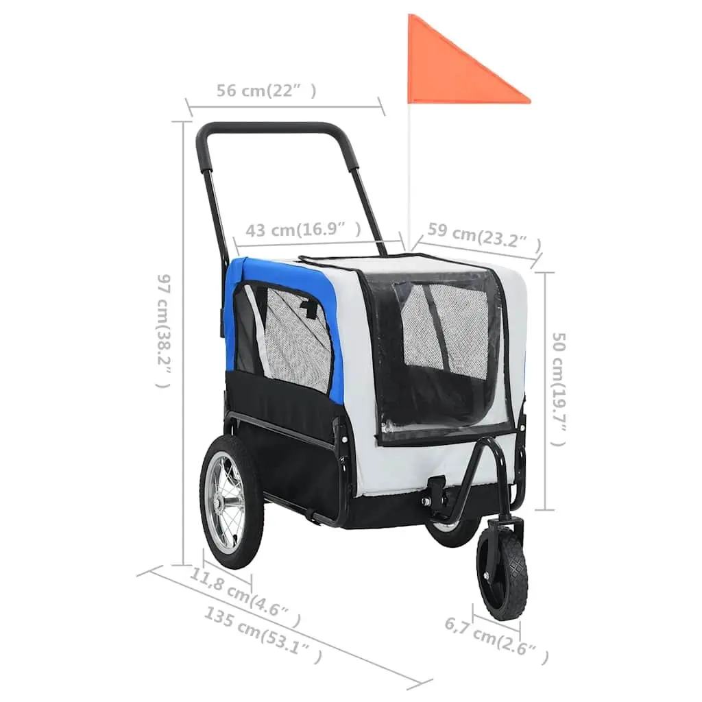 Pet Bike Trailer Jogging Stroller 2-in-1 Conversion Grey