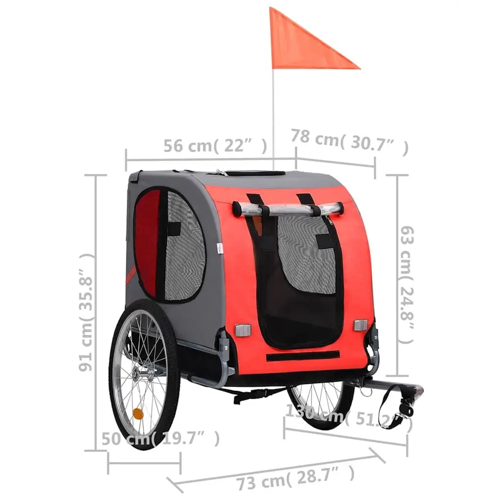 Pet Bike Trailer Foldable with Suspension and Mesh Windows