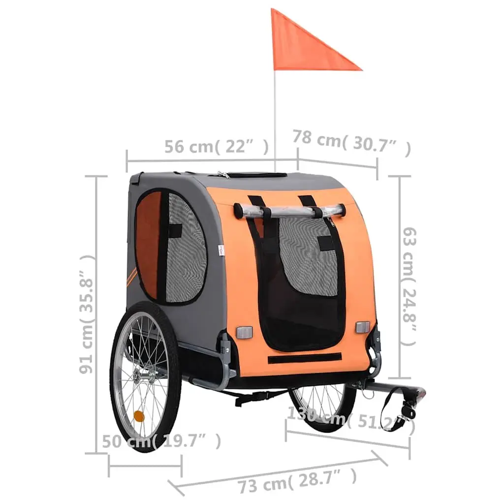 Dog Bike Trailer Foldable Grey with Mesh Windows Suspension