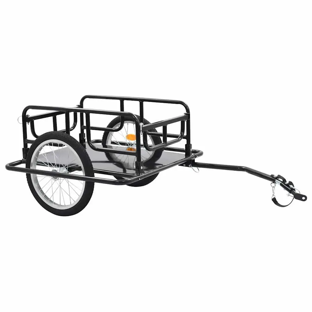 Bike Trailer Two-Wheeled Cargo Hauler Steel Frame Foldable Quick-Release Hitch