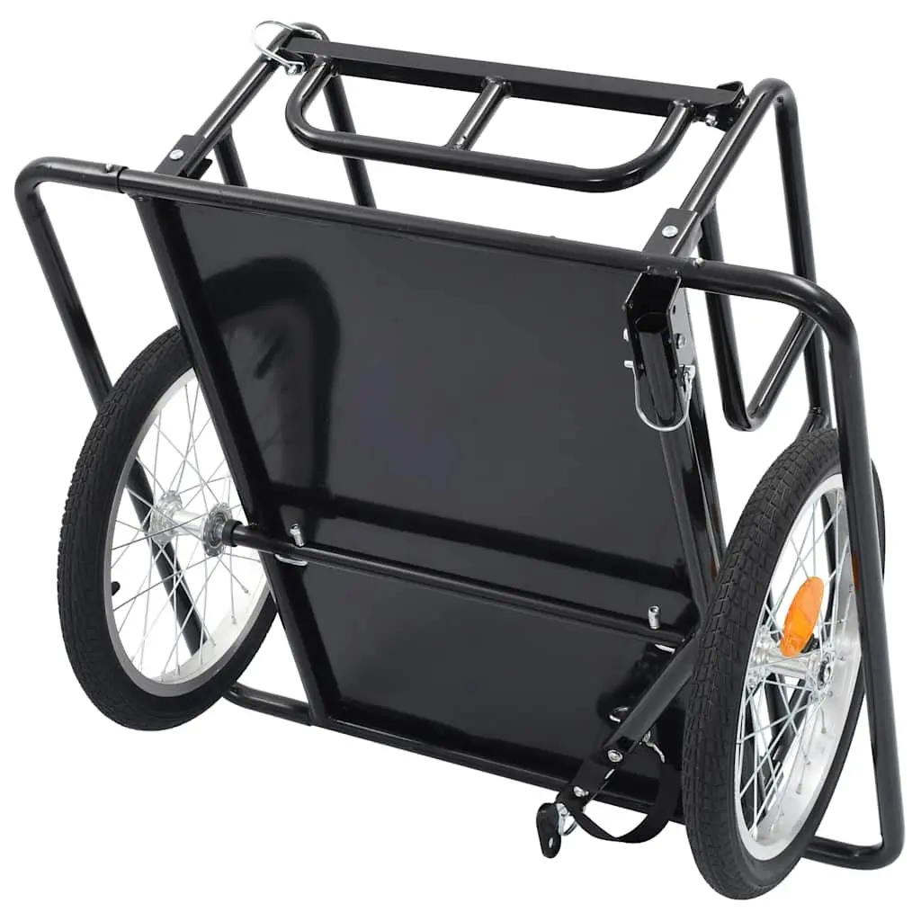 Bike Trailer Two-Wheeled Cargo Hauler Steel Frame Foldable Quick-Release Hitch