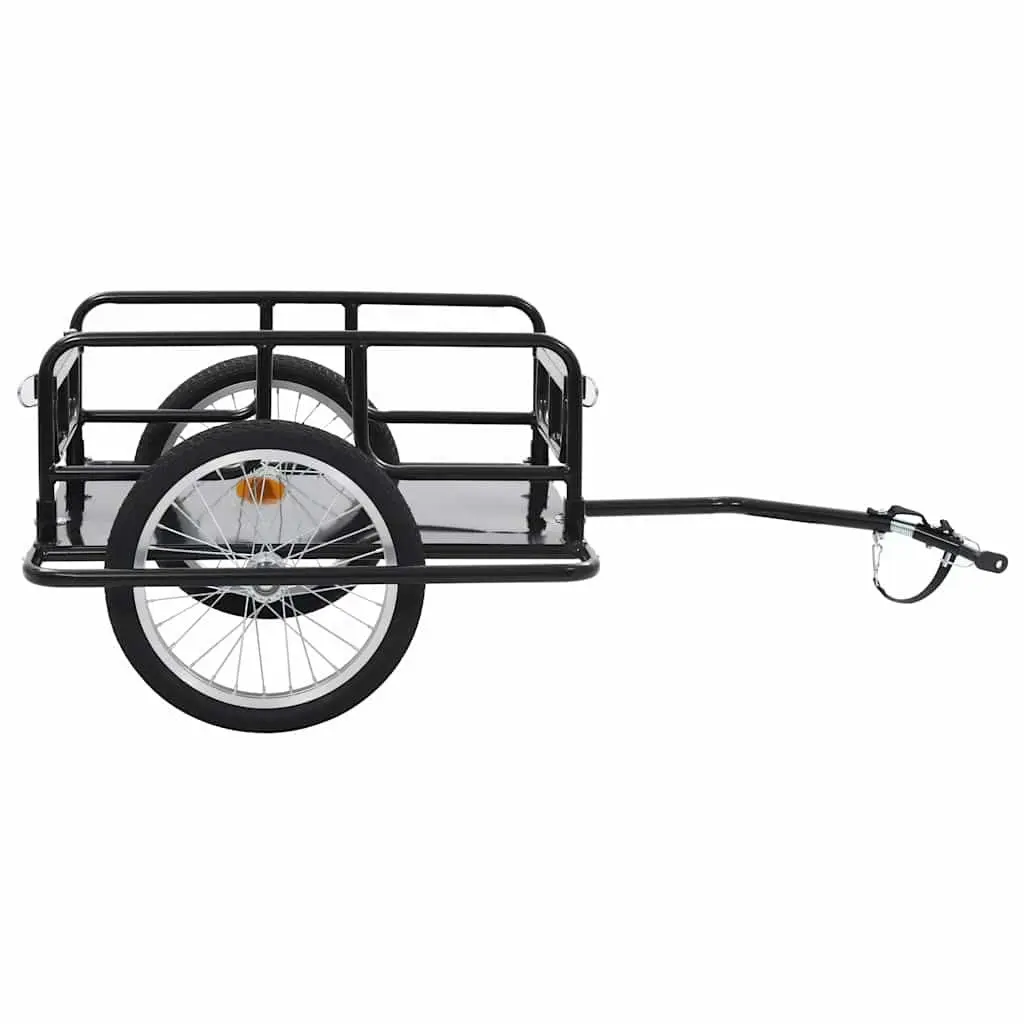 Bike Trailer Two-Wheeled Cargo Hauler Steel Frame Foldable Quick-Release Hitch