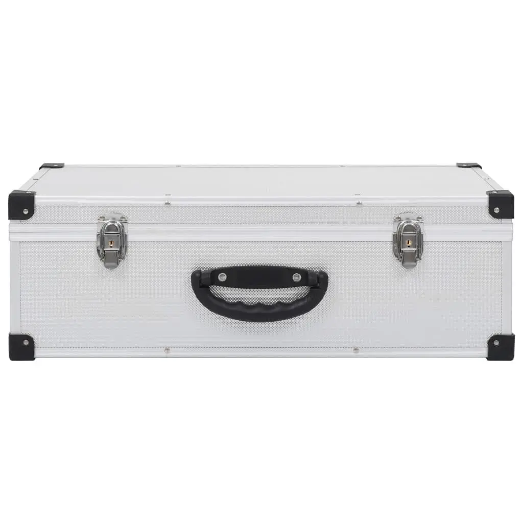 CD Case Silver Aluminium Trimming 80 CDs Storage Box Organiser