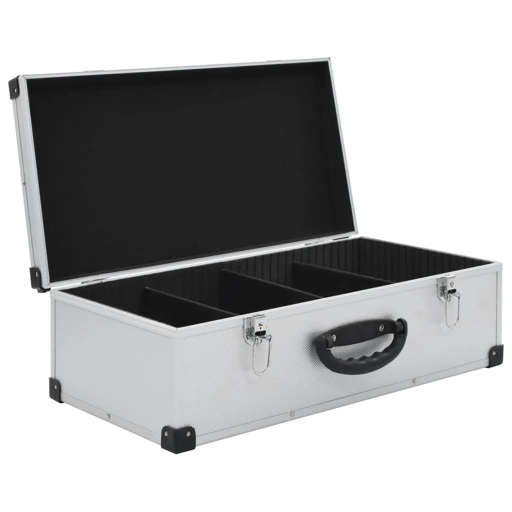 CD Case Silver Aluminium Trimming 80 CDs Storage Box Organiser