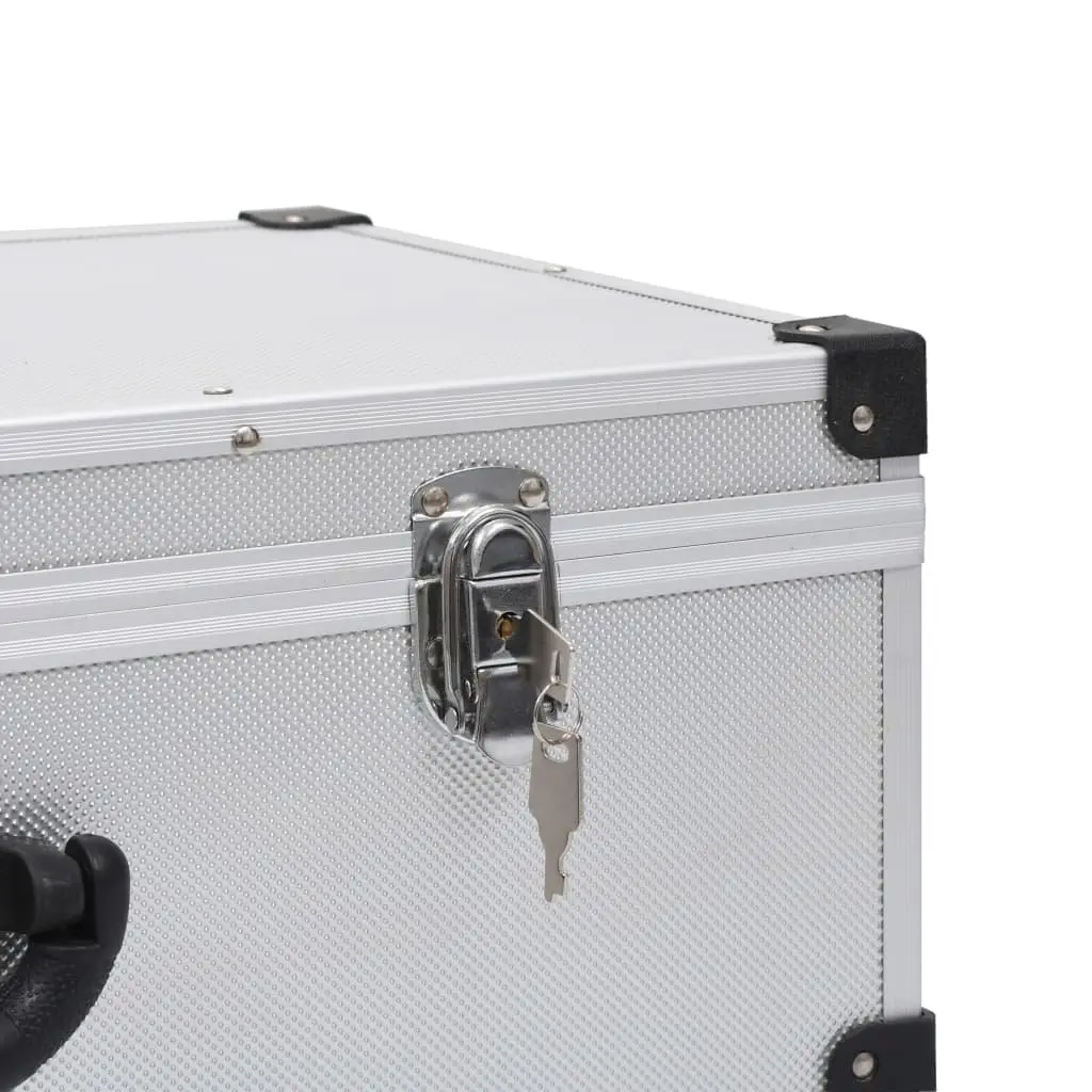 CD Case Silver Aluminium Trimming 80 CDs Storage Box Organiser