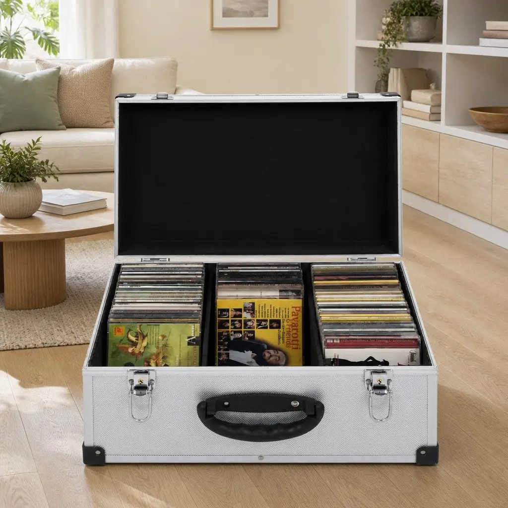 Silver CD Case for Organising 60 CDs