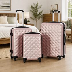Hardcase Trolley Set 3 Piece Luggage Suitcase Gold ABS Shells Carrying Handle