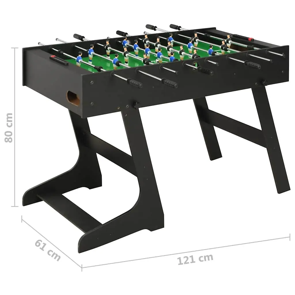 Folding Foosball Table Black 121cm Indoor Game Room Football Competition