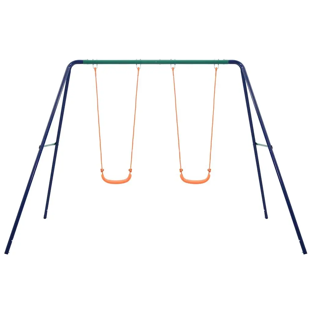 Swing Set Steel A-Frame 2 Seats Orange Outdoor Play Equipment