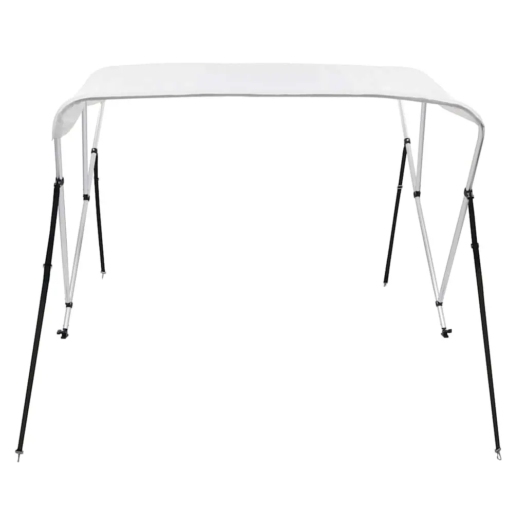 Boat Bimini Top 3 Bow Canopy White Adjustable Width Sun Shade Marine Protection