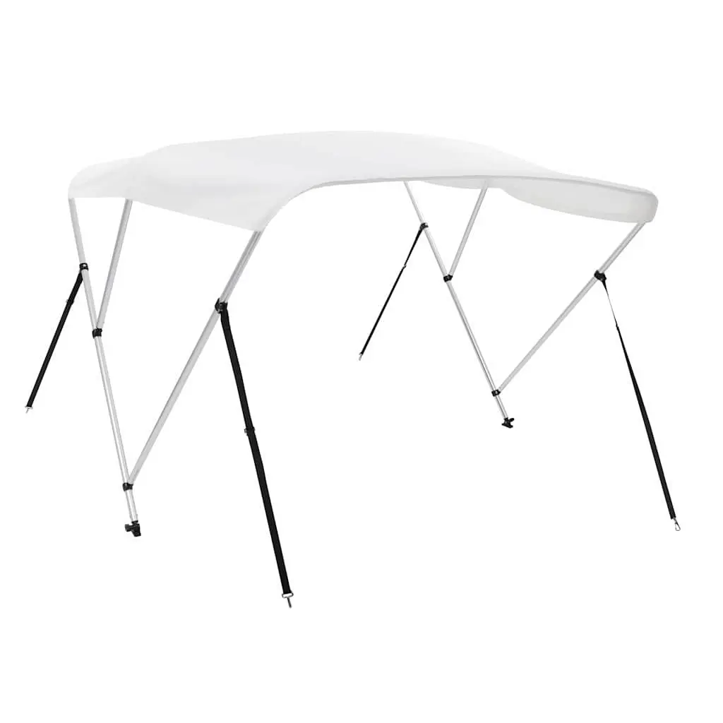 Boat Bimini Top 3 Bow Canopy White Adjustable Width Sun Shade Marine Protection