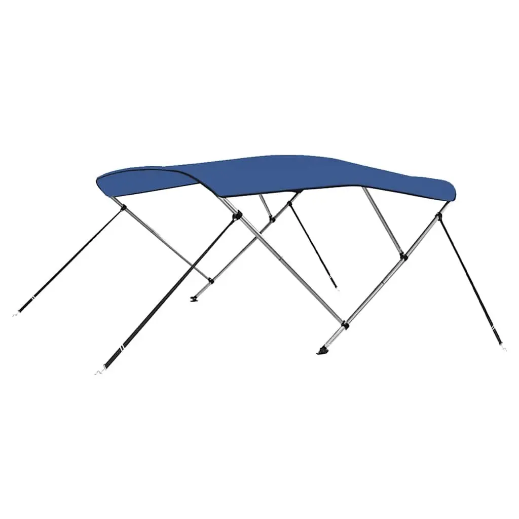 Boat Bimini Top 3 Bow Frame Canopy Sun Shade Adjustable Width Marine Blue