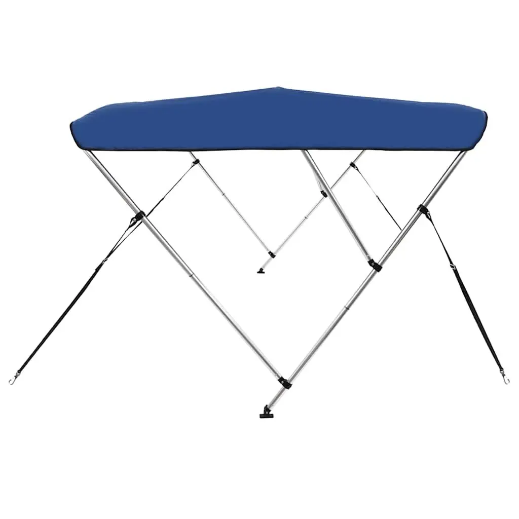 Boat Bimini Top 3 Bow Frame Canopy Sun Shade Adjustable Width Marine Blue