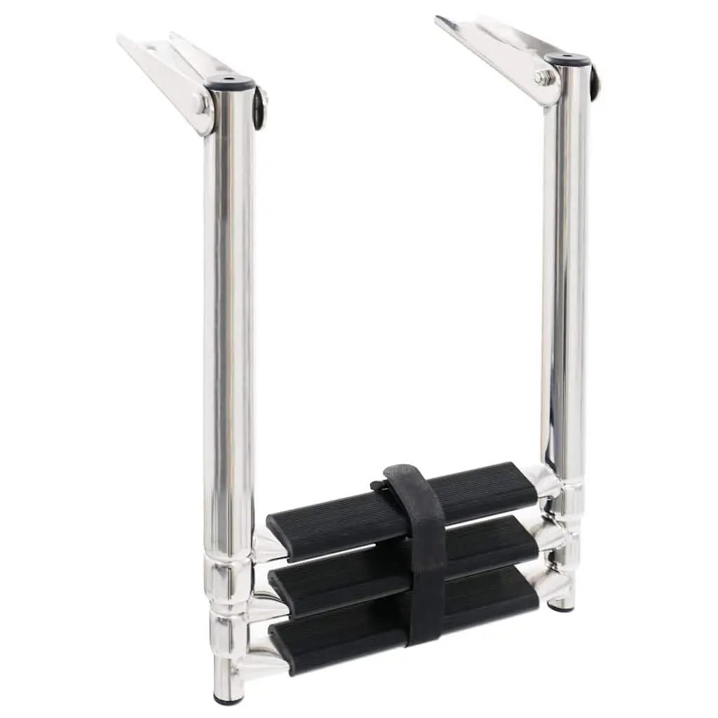 Folding Boarding Ladder 3-Step Telescopic Design for Boat Pool Platform Mounting
