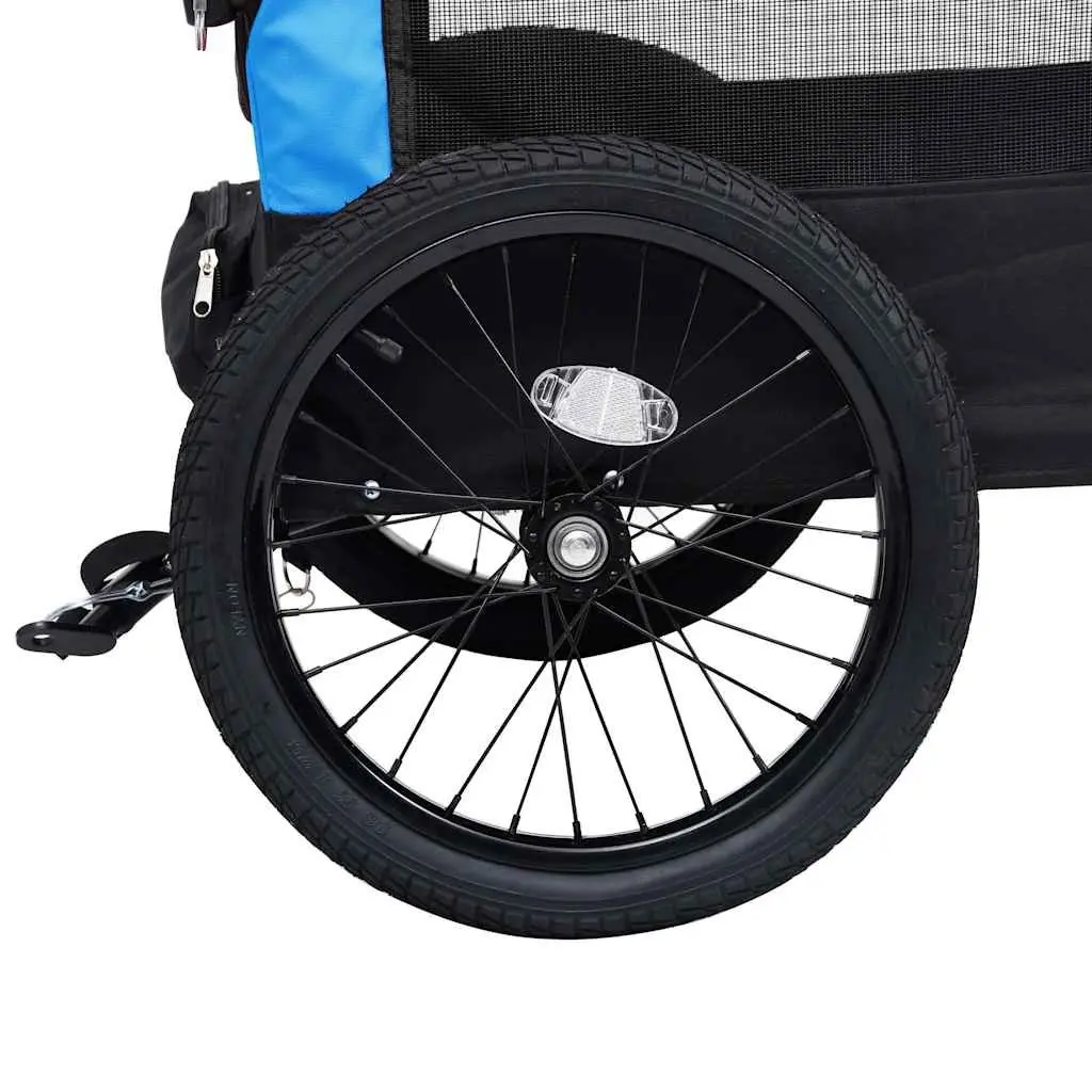 Pet Bike Trailer Jogging Stroller 2-in-1 Blue Black for Outdoor Adventures