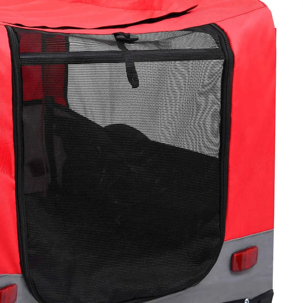 Pet Jogging Stroller Bike Trailer 2 in 1 Convertible Durable Steel Frame Oxford Fabric Red Grey