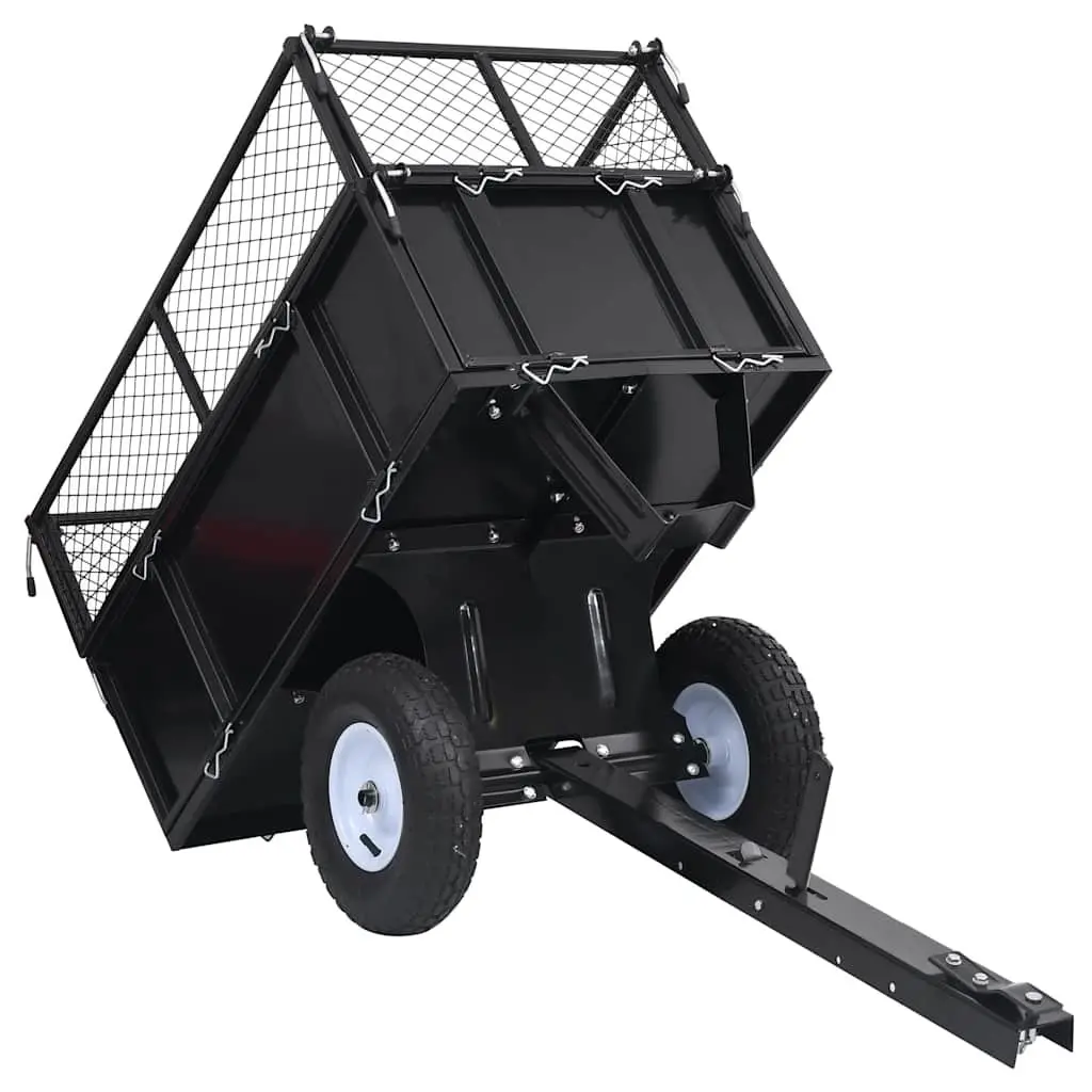 Tipping Trailer for Lawn Mower Adjustable Height 150 kg Load Capacity