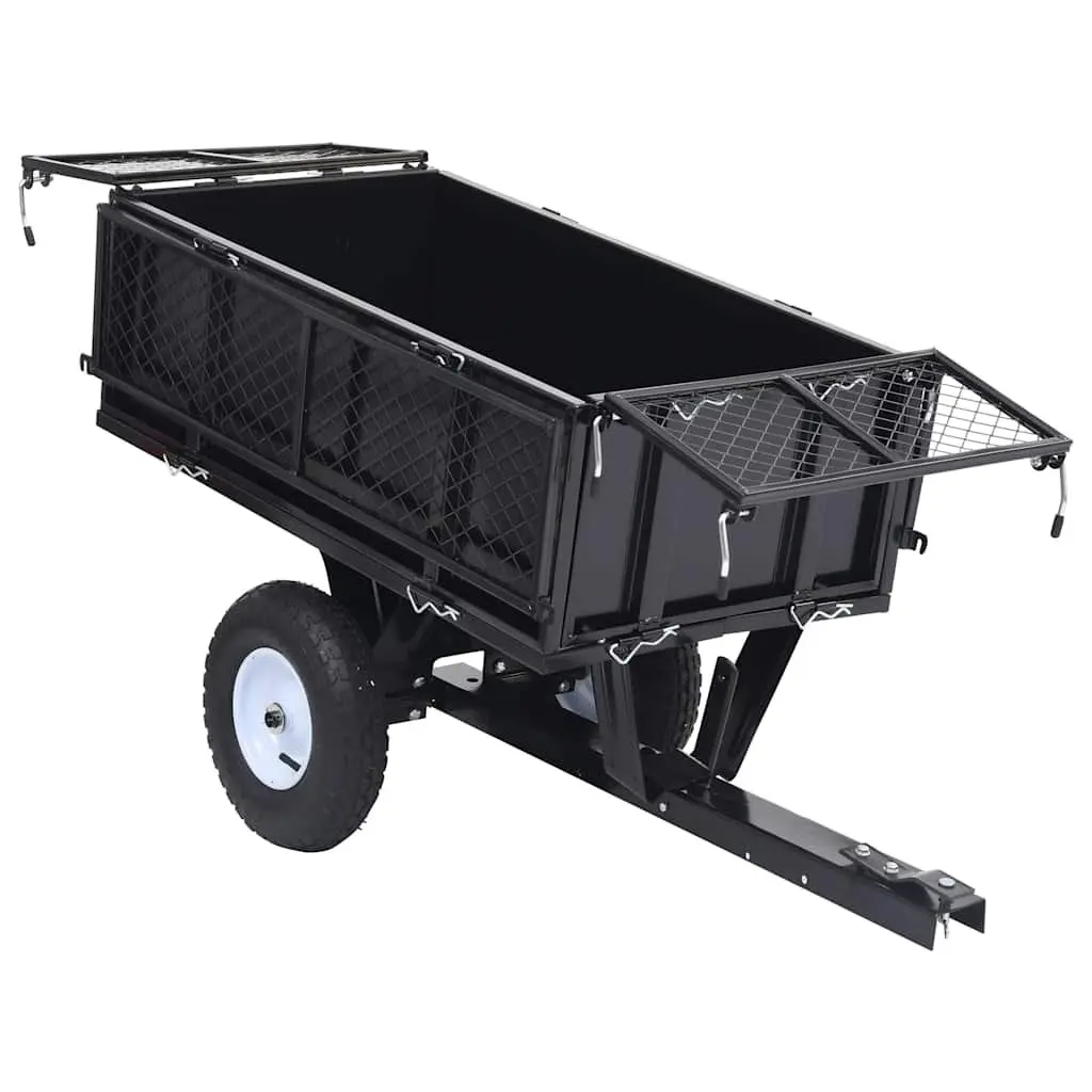 Tipping Trailer for Lawn Mower Adjustable Height 150 kg Load Capacity
